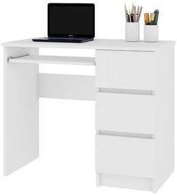 AKORD A-6 íróasztal, 90x77x50, fehér, jobbos