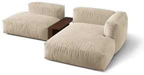 Bézs bársony moduláris sarokkanapé (jobb oldali-heverő résszel) Martina – Micadoni