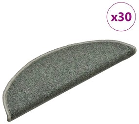 30 db sötétzöld félkör alakú lépcsőszőnyeg 56 x 17 x 3 cm