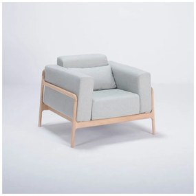 Fawn tölgyfa fotel kékesszürke szövet ülőrésszel - Gazzda