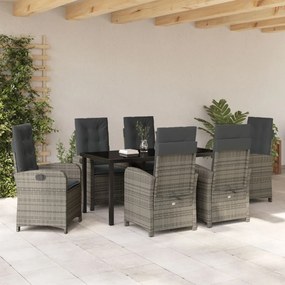 7 darabos kertiszék készlet párnákkal szürke poli rattan