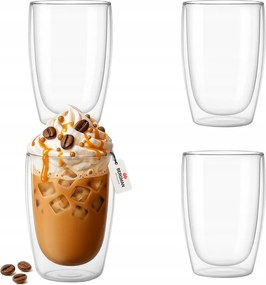 Thermo pohár 450ml dupla üveg kávéhoz és teához Extra nagy 4db