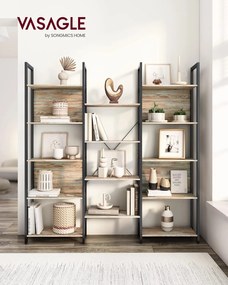 Könyvespolc, 14 polcos könyvespolc, 158 x 166 x 24 cm, türkizbarna és tintafekete