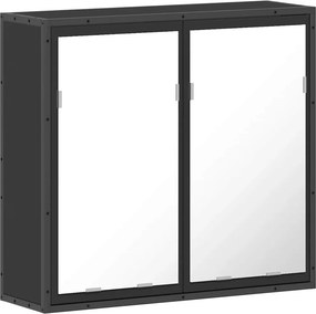 vidaXL fekete szerelt fa fürdőszobai tükör 65x20x60 cm