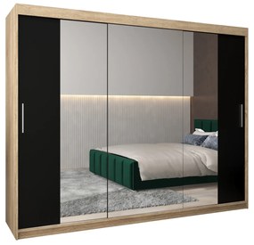 Ruhásszekrény 250 cm Toki 2 (szonoma tölgy + matt fekete). 1065039