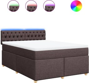 vidaXL sötétbarna szövet rugós ágy matraccal 160 x 200 cm