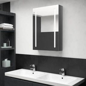 Fényes szürke LED-es tükrös fürdőszobaszekrény 50 x 13 x 70 cm