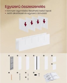 Cipőtartó pad ülőpárnával, 15 rekesszel, 105 x 30 x 48 cm, felhőfehér