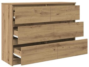 kézműves tölgy színű szerelt fa tálalószekrény 100x35x76 cm
