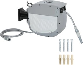 Outsunny kihúzható kerti tömlótekercs 20 m + 1,9 m, 2 üzemmód, fali szerelés automata zárral és kontrollált visszahúzással, 180° forgatható | Aosom