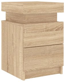 2 db sonoma tölgy színű éjjeliszekrény LED-del 35 x 39 x 55 cm