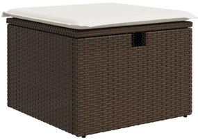 5 darabos Kert Kanapékészlet párnákkal Barna Poly Rattan