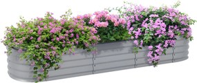 Outsunny Fém Magaságyás, Virágcserép, Zöldségágyás, DIY Cserép Nyitott Aljjal, Fűszerágyás Kerthez, Erkélyhez, Ezüst 195 x 62 x 30 cm | Aosom