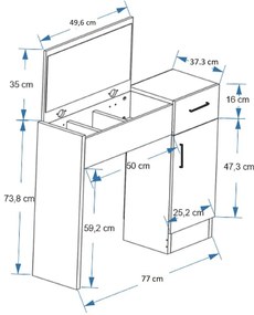 Inci Light Walnut kozmetikai asztal