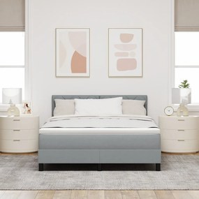 Boxspring Ágy Matraccal Világosszürke 140x190 cm Szövet