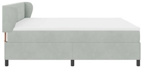 Boxspring Ágy Matrac, Világosszürke, 200x200 cm, Bársony