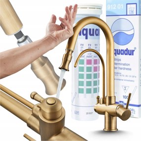 Konyhai csaptelep Csiszolt Arany Háromutas Érintő Rugalmas Kifolyócső