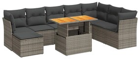 9 részes szürke polyrattan kerti ülőgarnitúra párnákkal
