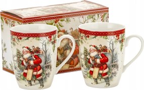 Bögre X 2 Db-os Karácsonyi Mikulás Ajándéktasak Szett 360 ML.