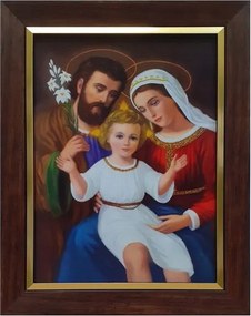 Vászonkép 30x40cm Szent Család (liliom) fa keret sötét arany...