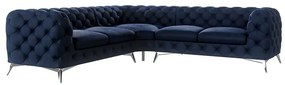 Sötétkék bársony sarokkanapé Chelsea – Ropez