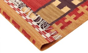 Színes kilim gyapjúszőnyeg 160 x 230 cm PARAKAR Beliani