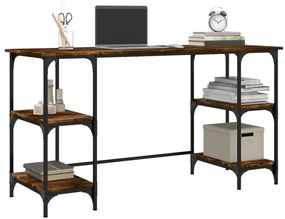 vidaXL füstös tölgy színű fém és szerelt fa íróasztal 140 x 50 x 75 cm