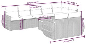 9-részes szürke polyrattan kerti ülőgarnitúra párnákkal