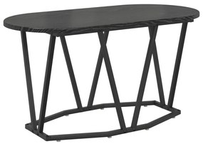 Fekete Tömörfa Dohányzóasztal 80x40x40,5 cm Műgyantával és Fémmel