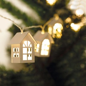 Karácsonyi LED fényfüzér házikó &#8211; 1,35 méter &#8211; meleg fehér