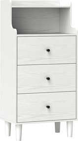 HOMCOM 3 Fiókos Keskeny Fésülködőasztal Nyitott Polcokkal, Antifalra Rögzíthető, Magas Fiókos Szekrény, Nappaliba és Előszobába, 47x29x95 cm, Fehér Fe