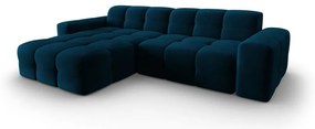Sötétkék bársony sarokkanapé (bal oldali) Kendal – Micadoni Home