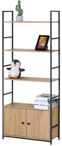 KÉSZLETKISÖPRÉS! Intenso Home 5 szintes könyvespolc ajtóval 59 x 144cm (Aranytölgy) | Univerzális tároló állvány fém lábakkal