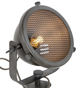 Ipari asztali lámpa állványon, acél és fa, dönthető - Emado