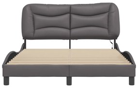 szürke műbőr ágykeret LED-világítással 140 x 200 cm
