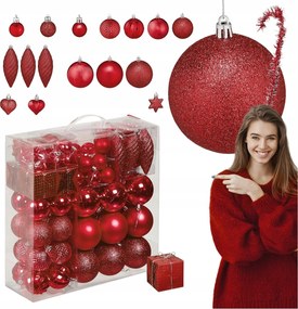 Karácsonyfa Bomba Készlet 110db-os Piros Karácsonyfa MIX Bomba