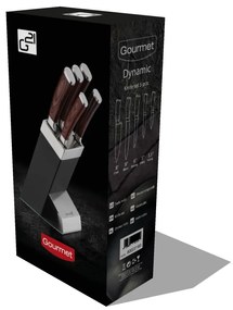 G21 Gourmet Dynamic 5 darabos késkészlet fekete acél tartóval (60022163)