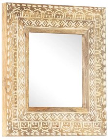 kézzel faragott tömör mangófa tükör 50 x 50 x 2,6 cm