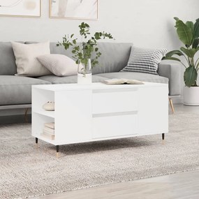 Fehér szerelt fa dohányzóasztal 102x44,5x50 cm
