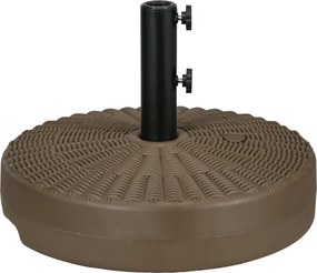 Outsunny Ernyőtalp Beépített Fogantyúkkal, HDPE és Acél Ernyőtartó Oldalsó Kifolyóval, Ø38/48 mm Ernyőoszlopokhoz, Ø51x36 cm, Barna és Fekete | Aosom