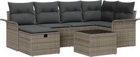 vidaXL Kerti Kanapé Szett párnával tárolóval 7 pcs Szürke polirattan