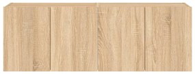 2 db sonoma tölgy színű fali TV-szekrény LED-del 60x35x41 cm