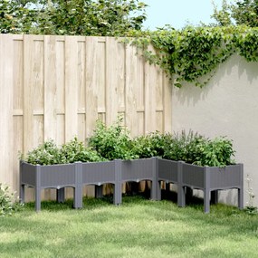 vidaXL kékszürke PP rácsos kerti ültetőláda 160 x 120 x 42 cm