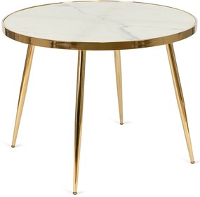 Fehér Márvány/Arany Színű Étkezőasztal. TINGA 100 cm