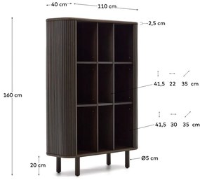 Sötétbarna szekrény tolóajtóval kőrisfa dekorral 110x140 cm Mailen – Kave Home