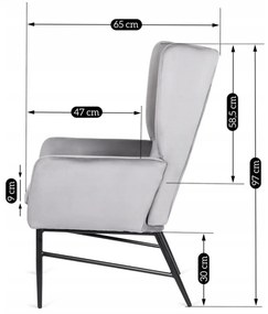 Fotel Szürke Bársony Kárpitozással. ANDRES