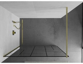 Mexen Kioto, Walk-In zuhany paraván 120 x 200 cm, 8 mm átlátszó üveg fekete mintás, arany matt profil, 800-120-101-55-78