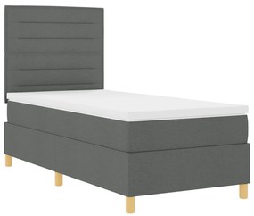 Boxspring ágy matraccal sötétszürke 100x200 cm textil