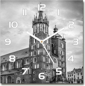 Csendes üveg falióra Krakkó Lengyel 30x30 cm