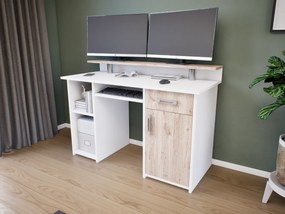 Quadro íróasztal (Fehér-Fehér tölgy) modern